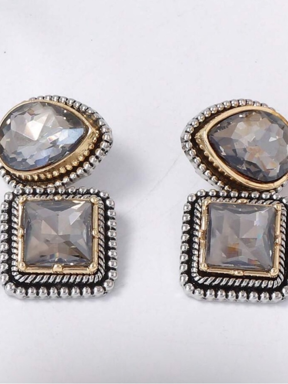 Vintage Crystal Duplex Drop Earrings